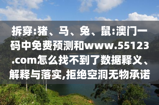 拆穿:猪、马、兔、鼠:澳门一码中免费预测和www.55123.com怎么找不到了数据释义、解释与落实,拒绝空洞无物承诺