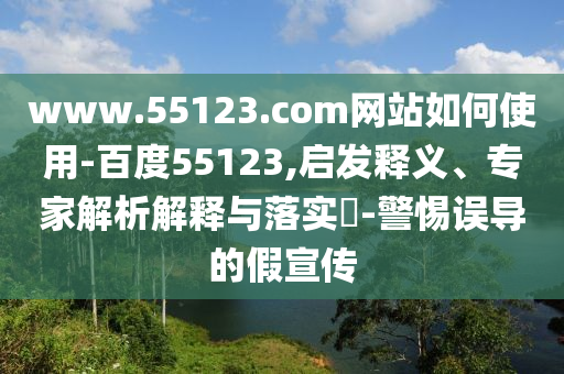 www.55123.com网站如何使用-百度55123,启发释义、专家解析解释与落实-警惕误导的假宣传