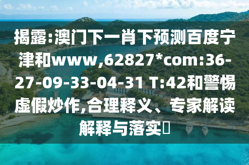 揭露:澳门下一肖下预测百度宁津和www,62827*com:36-27-09-33-04-31 T:42和警惕虚假炒作,合理释义、专家解读解释与落实